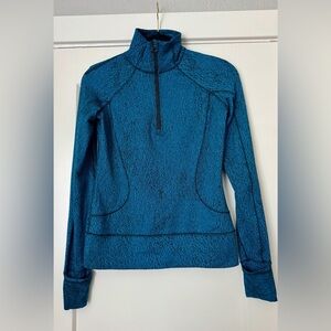 Lululemon Rush Hour 1/2 Zip in Running Luon Spray Jacquard Shocking Blue Black